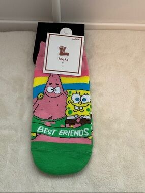 Men's Pink & Green 'Best Friends' Cartoon Crew Socks